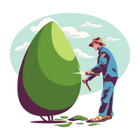 Park gardener cut the tree  Illustration