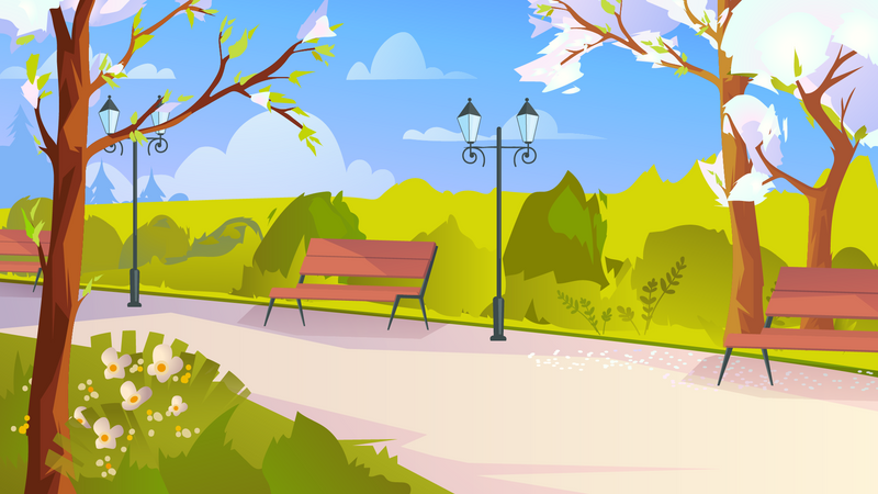 Park Springtime Illustration