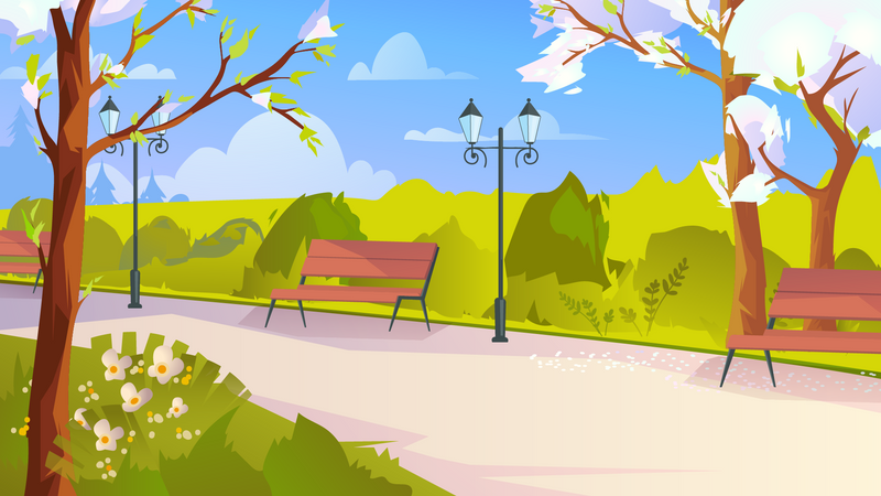 Park Springtime  Illustration