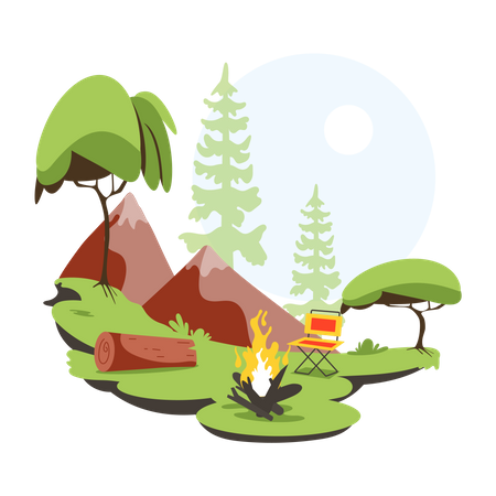 Local de camping  Ilustração