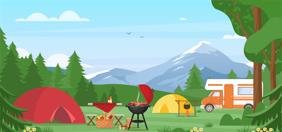 Local de camping  Ilustração