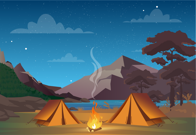 Local de camping  Ilustração