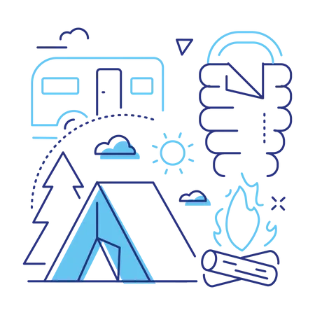 Local de camping  Ilustração