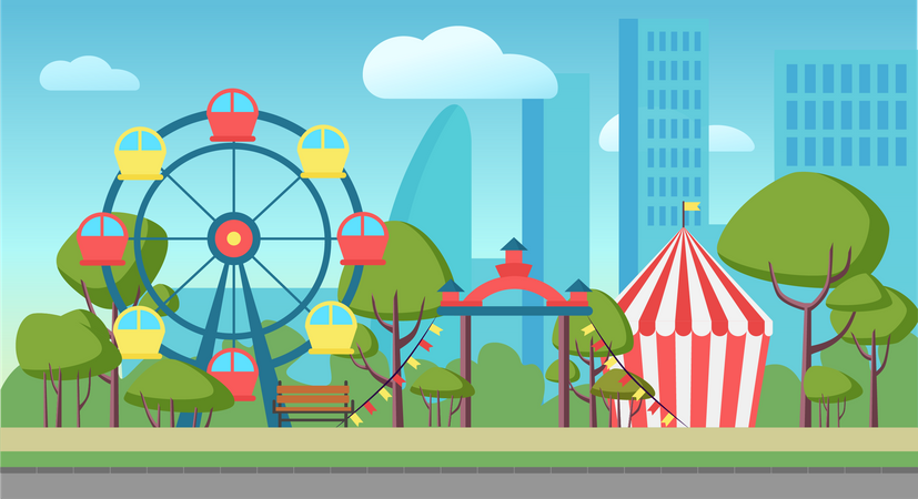 Parque de atracciones  Ilustración