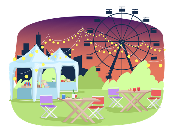 Parque de diversões de verão  Ilustração
