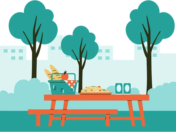 Parque de picnic  Ilustración