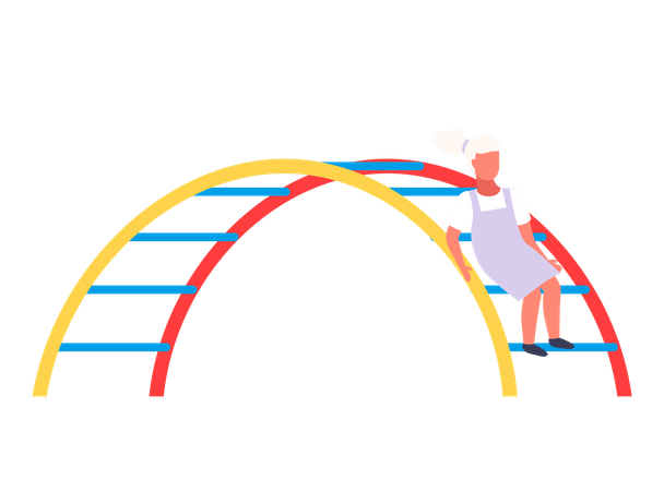 Parque infantil de verano con escalera en el moderno jardín de infantes  Ilustración