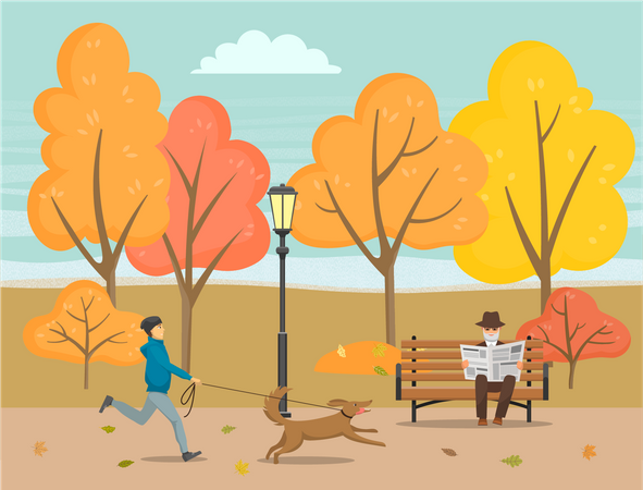 Parque de otoño  Ilustración