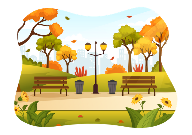 Parque de otoño  Ilustración