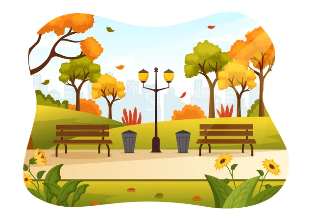 Parque de otoño  Ilustración