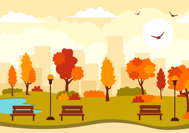 Parque de otoño  Ilustración