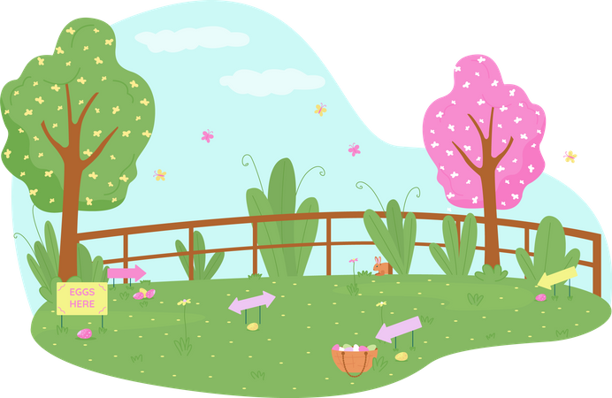 Parque para la búsqueda de huevos de Pascua  Ilustración