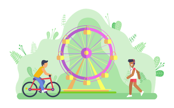 Parque temático de atracciones  Ilustración