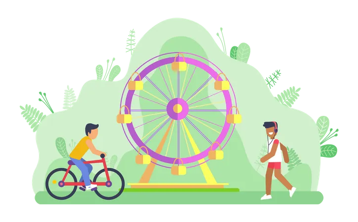 Parque temático de atracciones  Ilustración