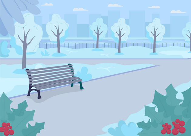 Parque urbano de invierno  Ilustración