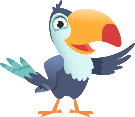 Cartoon Parrots Characters Cute Feathered Birds With Colored Wings Illustration