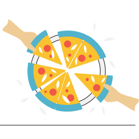 Partage de pizza  Illustration