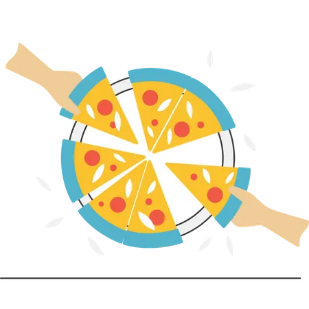 Partage de pizza  Illustration