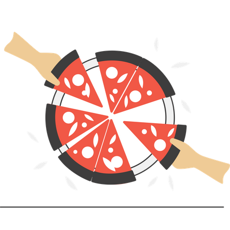 Partage de pizza  Illustration