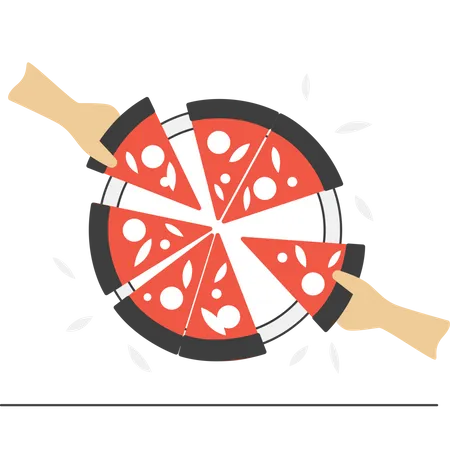 Partage de pizza  Illustration