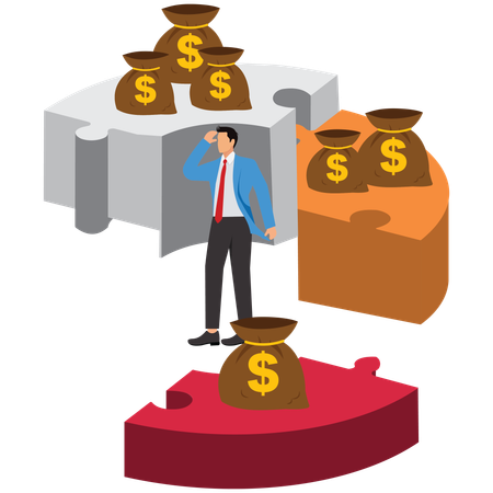 Partage inégal, Répartition inégale correspond à une richesse différente, Homme d'affaires  Illustration