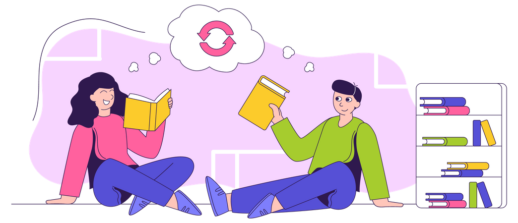 Partager des pensées après avoir lu un livre  Illustration