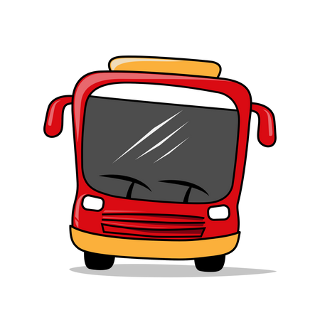 Parte delantera del autobús de transporte rojo  Ilustración