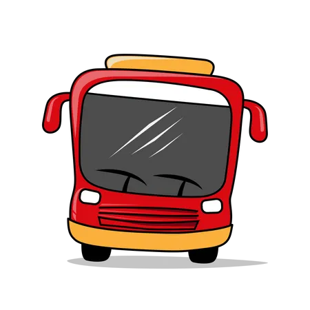 Parte delantera del autobús de transporte rojo  Ilustración