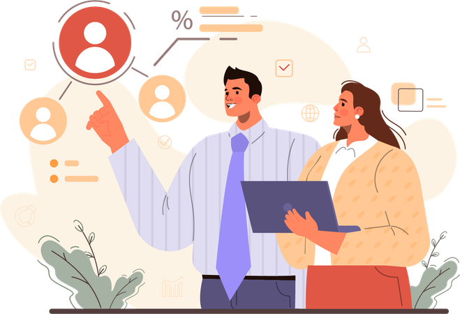Les partenaires commerciaux trouvent un nouvel employé  Illustration