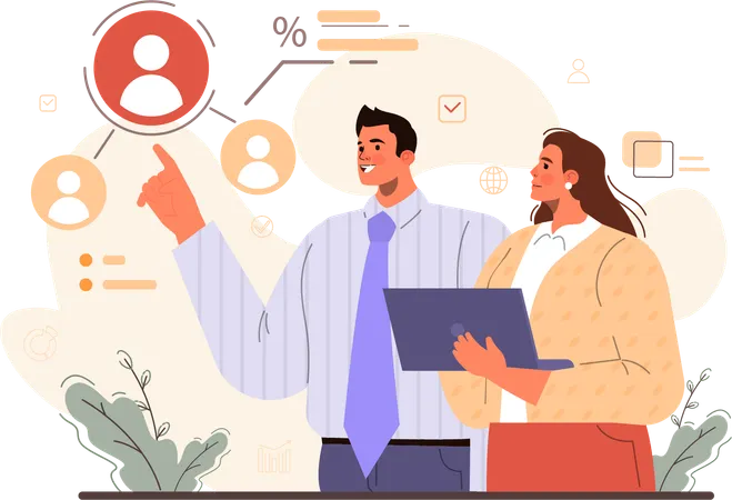 Les partenaires commerciaux trouvent un nouvel employé  Illustration