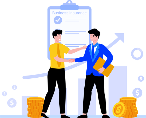 Partenaires analysant les documents d'assurance  Illustration