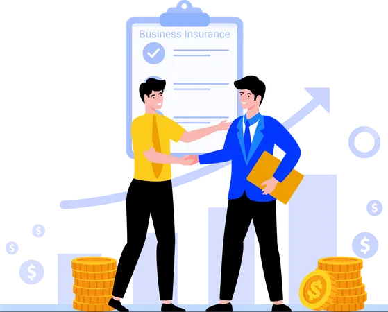 Partenaires analysant les documents d'assurance  Illustration