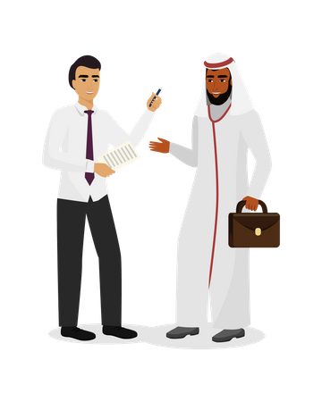 Partenariat commercial avec un homme d'affaires arabe  Illustration