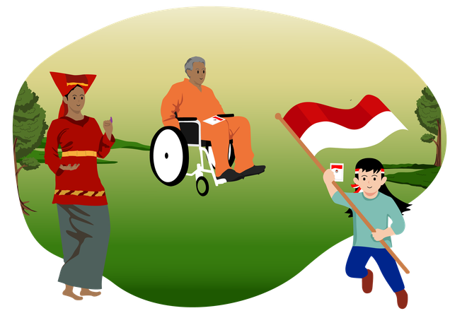 Participación para celebrar el Día de la Democracia en Indonesia  Ilustración
