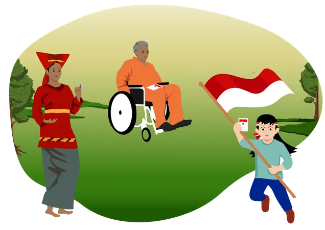 Participación para celebrar el Día de la Democracia en Indonesia  Ilustración