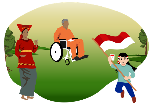 Participation for Celebrating Indonesia's Day of Democracy  Illustration