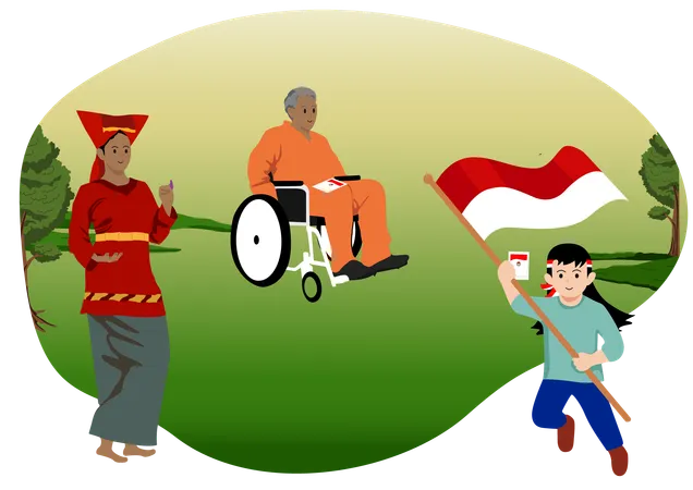 Participation for Celebrating Indonesia's Day of Democracy  Illustration