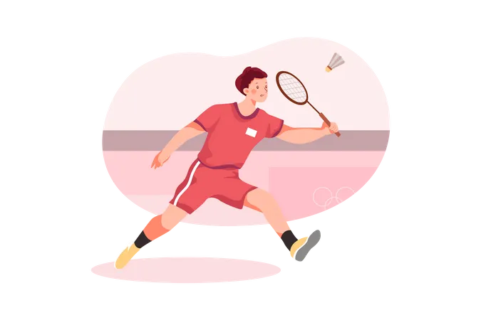 Partida olímpica de badminton  Ilustração
