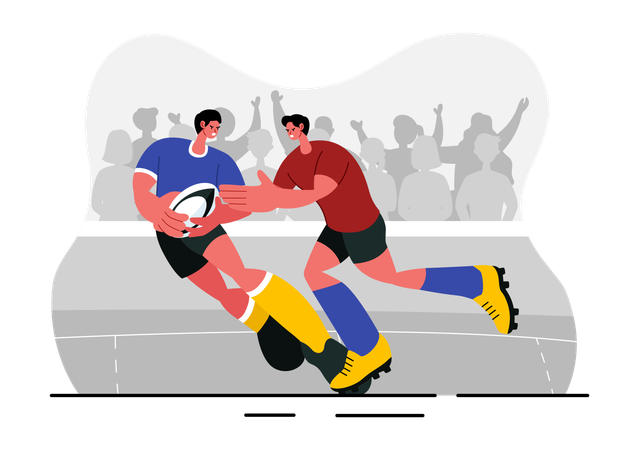 Partida de rugby  Ilustração