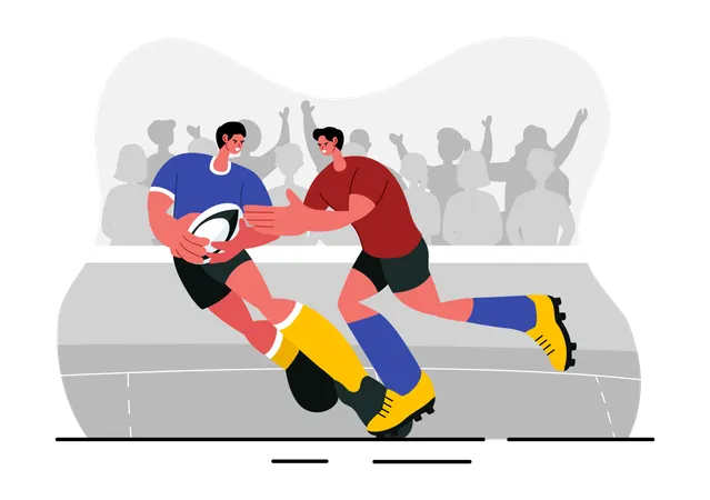 Partida de rugby  Ilustração