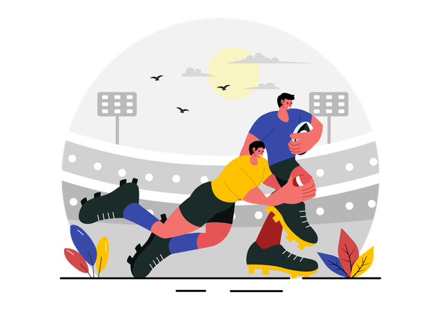 Partida de rugby  Ilustração