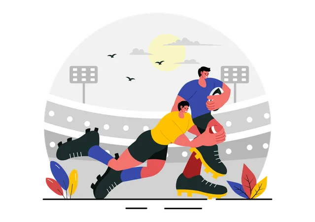 Partida de rugby  Ilustração