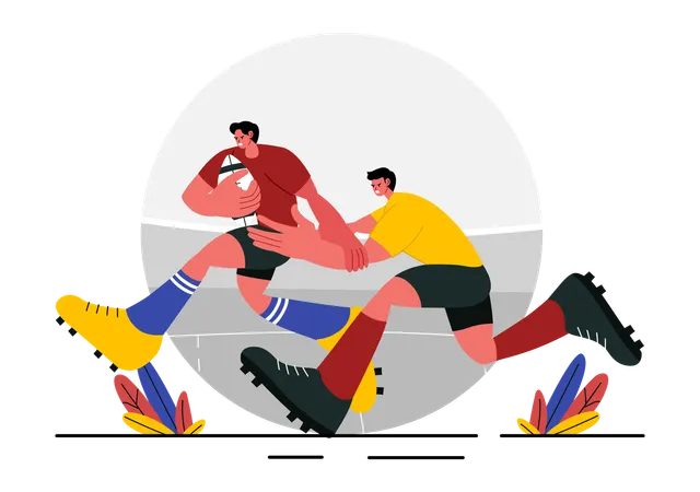 Partida de rugby  Ilustração