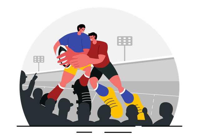 Partida de rugby  Ilustração