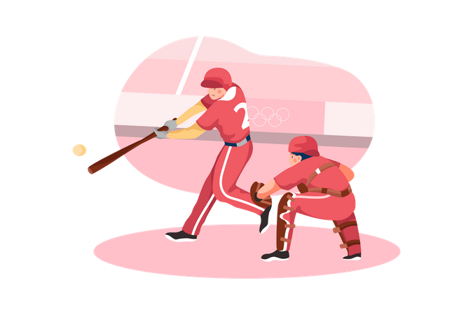 Partida olímpica de beisebol  Ilustração