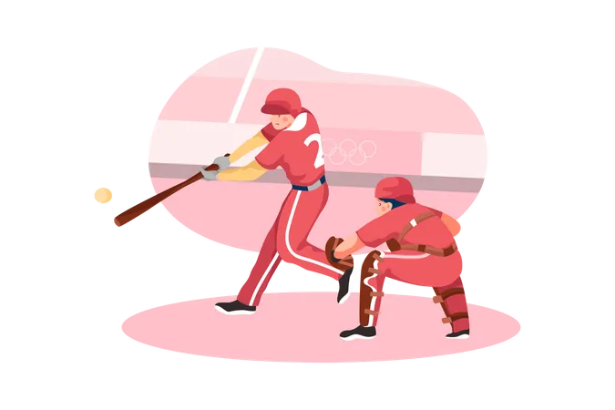 Partida olímpica de beisebol  Ilustração