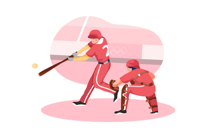 Partido de béisbol olímpico  Ilustración