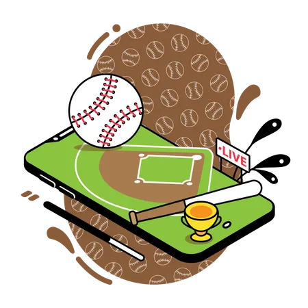 Transmisión en vivo del partido de béisbol  Ilustración