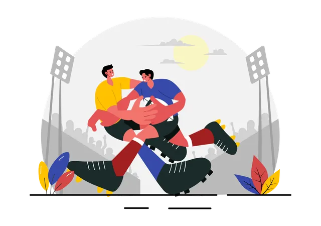 Partido de rugby  Ilustración