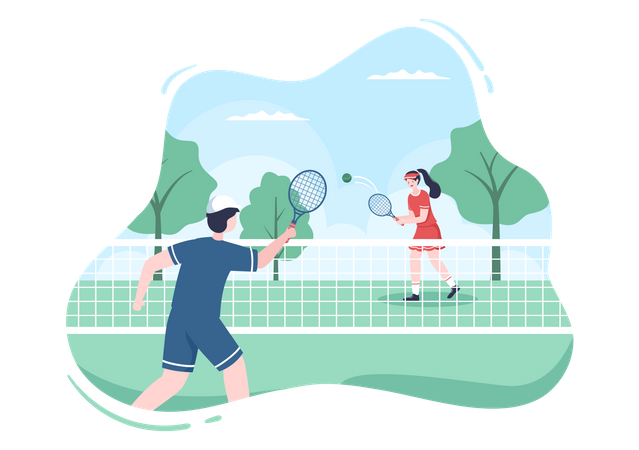 Partido de tenis  Ilustración